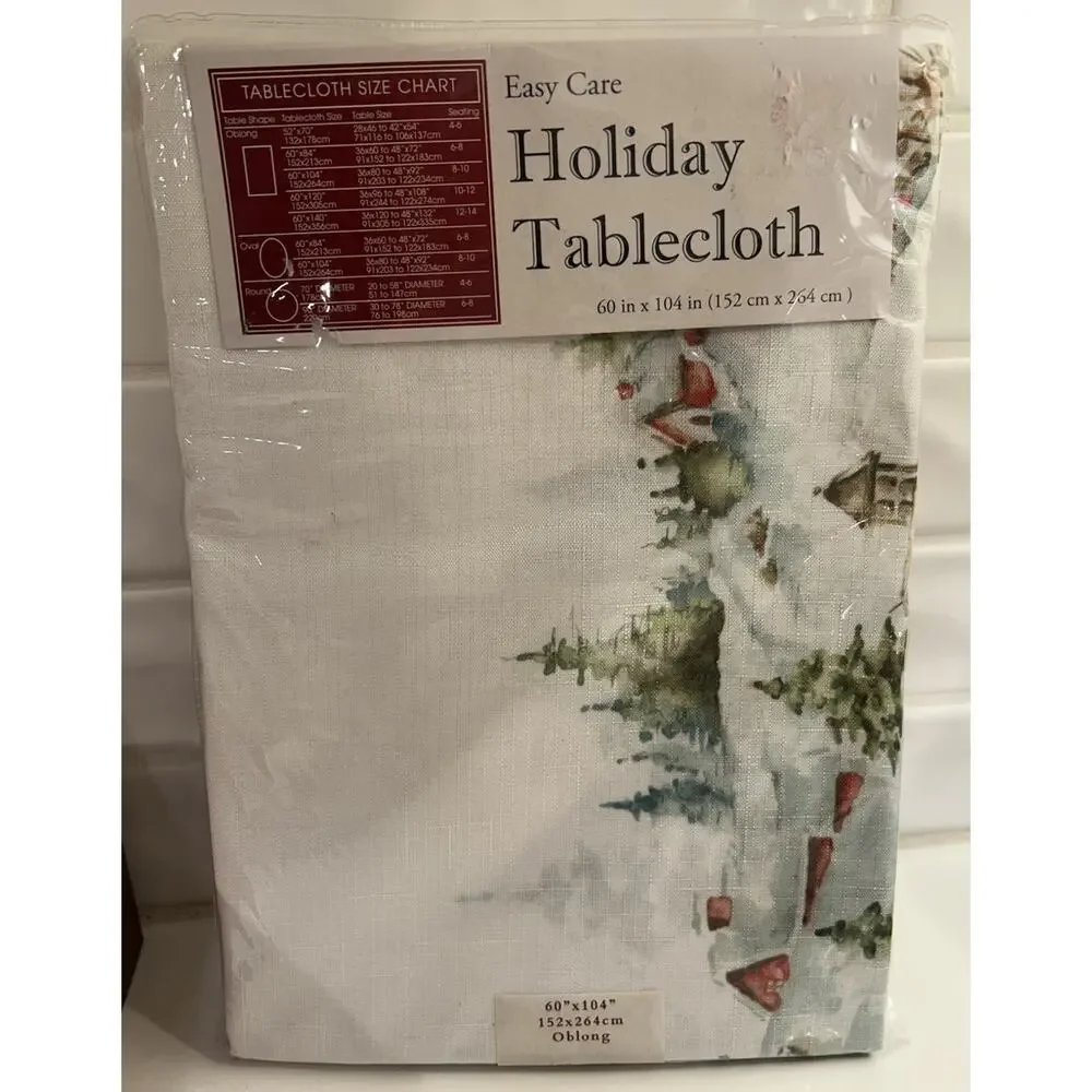 NEW Holiday Tablecloth Easy Care Spill Proof County Holiday Oblong 60